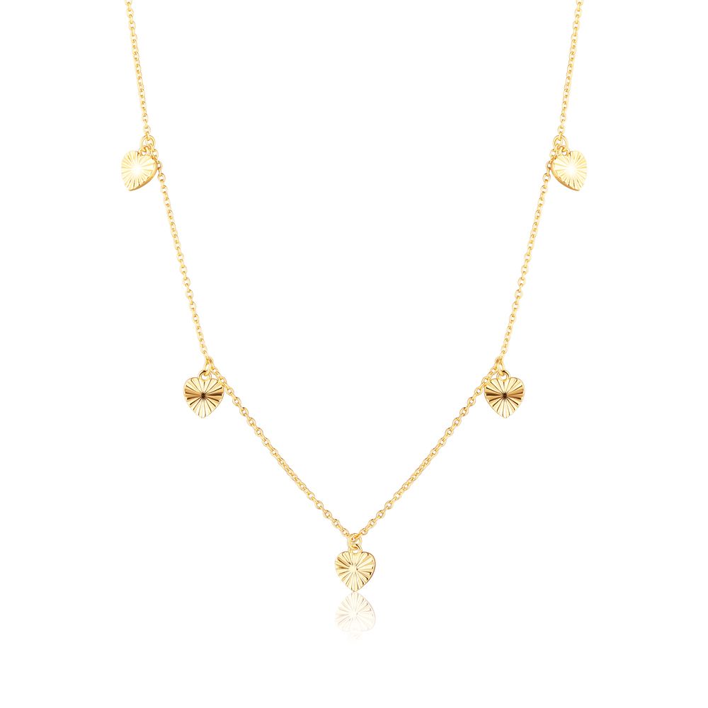 Stříbrný zlacený náhrdelník se srdíčky