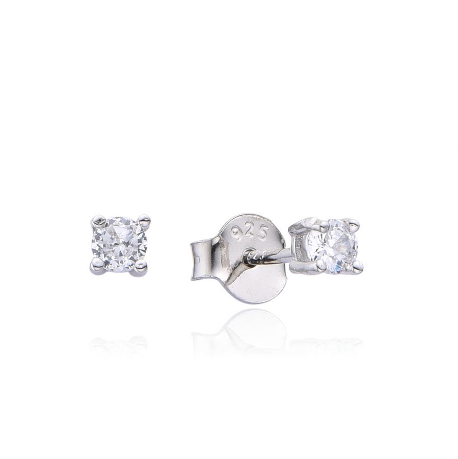NUBIS Stříbrné náušnice s čirými zirkony 3mm - NB-3886-03