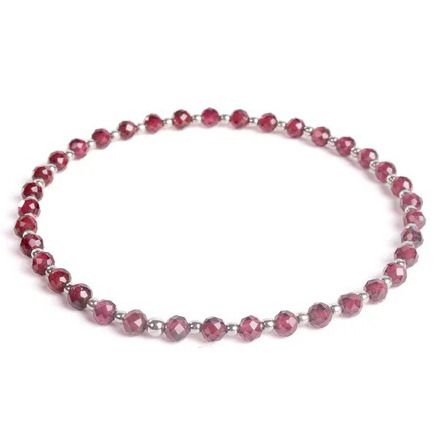 7AE Minerální náramek přírodní Granát a stříbro AG925 - AN605