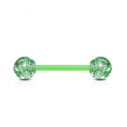 Piercing činka bioplast s třpytkami (zelený)
