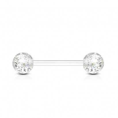 Piercing činka bioplast s třpytkami (čirý)