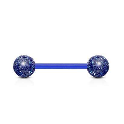 Piercing činka bioplast s třpytkami (modrý)