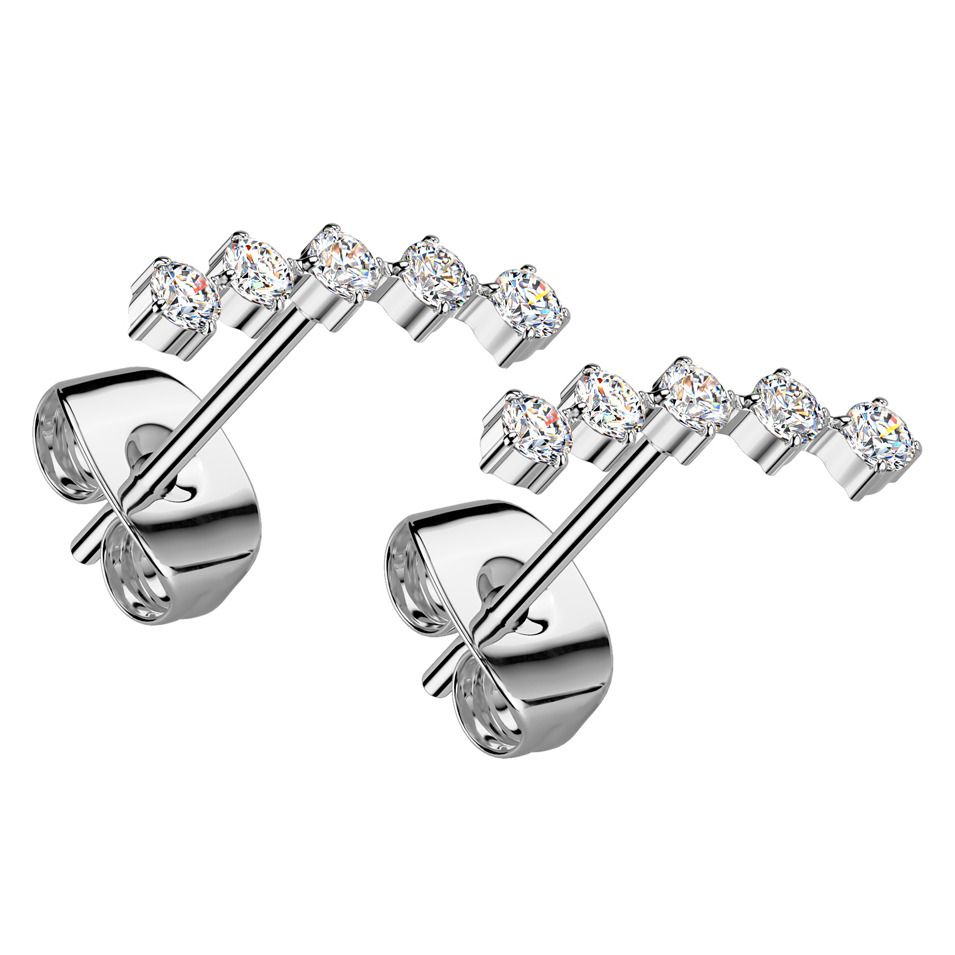 Ocelové náušnice se zirkony - OPN2017-ST