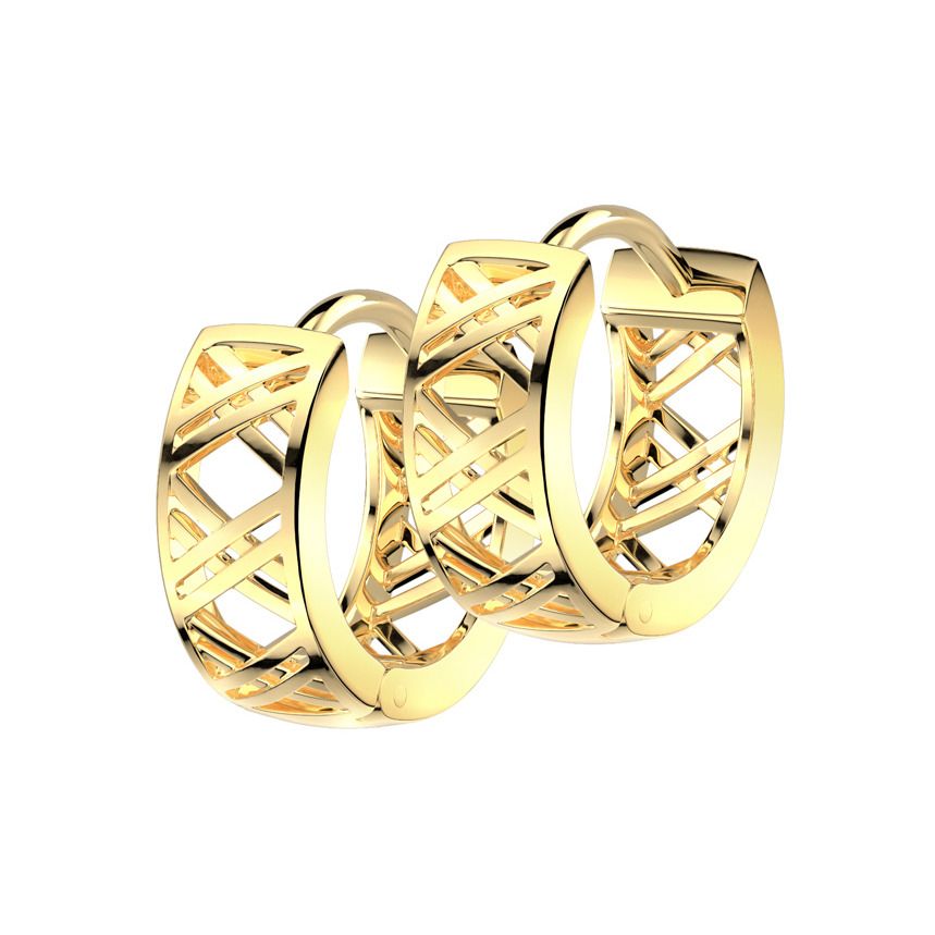 Zlacené ocelové náušnice kroužky - OPN2018-GD