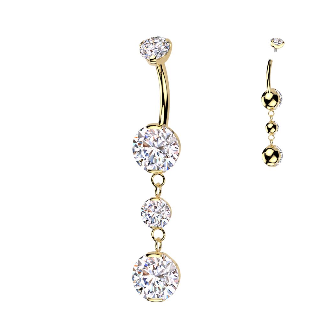 Zlacený visací piercing do pupíku - TITAN