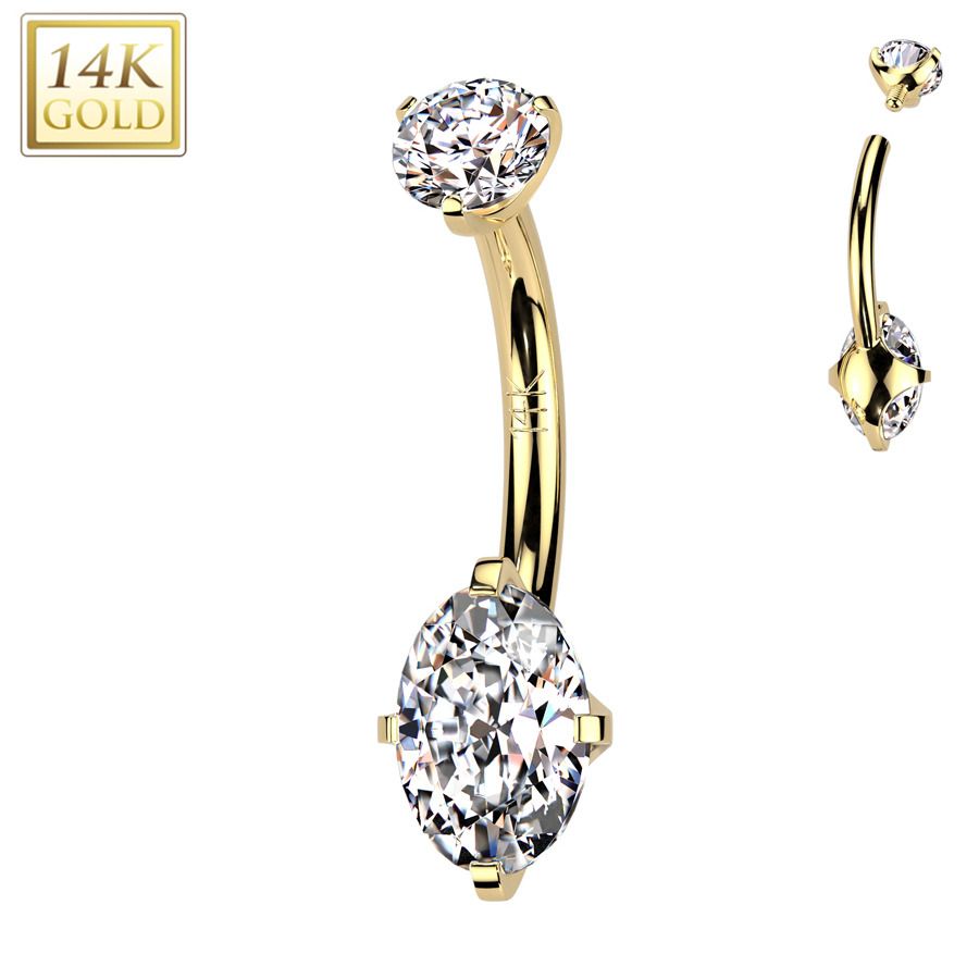 Zlatý piercing do pupíku, Au 585/1000 - ZL01274-YG