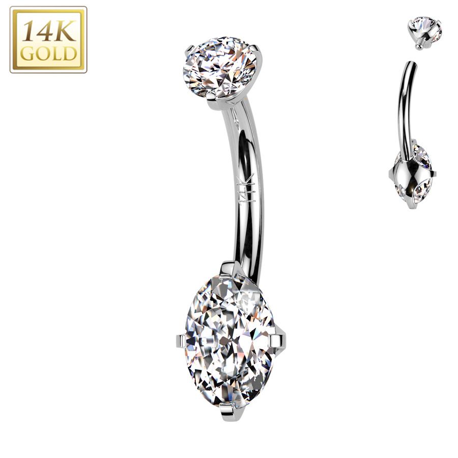 Zlatý piercing do pupíku, Au 585/1000 - ZL01274-WG