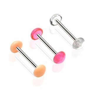 Piercing do jazyku činka s akrylátovými půlkuličkami HWBA48 (tělová)