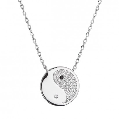 Stříbrný náhrdelník Jin a Jang 12151.1 crystal