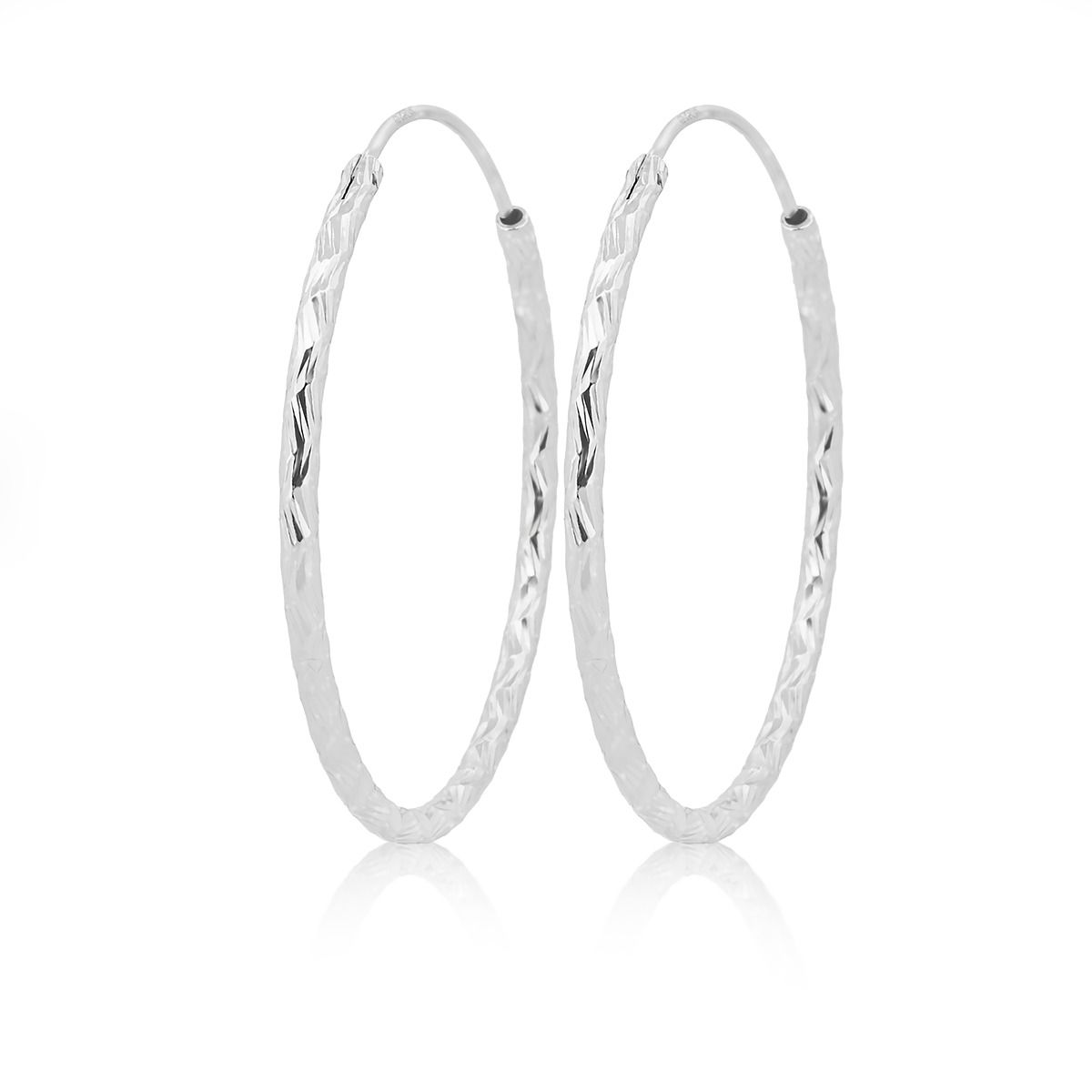 NUBIS Stříbrné náušnice kruhy 35 mm - NB-3065-35