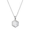 Stříbrný náhrdelník hexagon s bílou perletí 12149.1