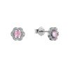 Stříbrné náušnice kytičky s růžovým zirkonem 11702.3 rose