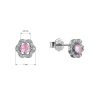 Stříbrné náušnice kytičky s růžovým zirkonem 11702.3 rose