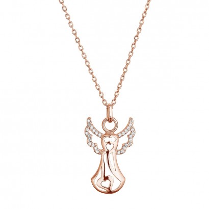 Pozlacený stříbrný náhrdelník anděl 12122.1 rose gold