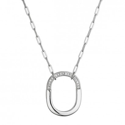 Stříbrný náhrdelník ovál se zirkony 12128.1 crystal