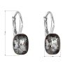 Stříbrné náušnice visací s krystaly Swarovski černý obdélník 31278.5