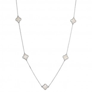 Stříbrný náhrdelník čtyřlístky s perletí 12150.1