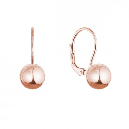 Pozlacené stříbrné náušnice lesklá kulička 61136 rose gold