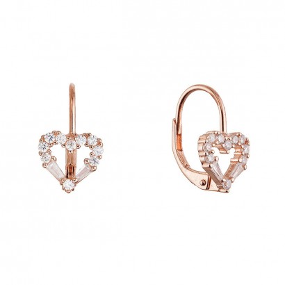 Pozlacené stříbrné náušnice srdce 11717.1 rose gold