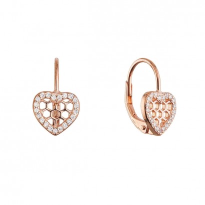 Pozlacené stříbrné náušnice srdíčka 11715.1 rose gold