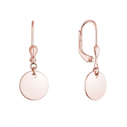 Pozlacené stříbrné náušnice placičky 61134 rose gold