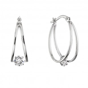 Stříbrné náušnice hladké kruhy se Swarovski krystalem 31323.1