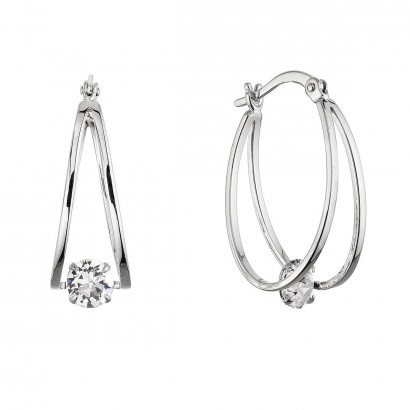 Stříbrné náušnice hladké kruhy se Swarovski krystalem 31323.1