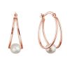 Pozlacené stříbrné náušnice hladké kruhy se syntetickou perlou 31325.1 rose gold