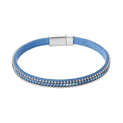 Náramek modrý textilní s krystaly 53007.3 lt.sapphire