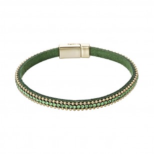 Náramek zelený textilní s krystaly 53007.3 peridot