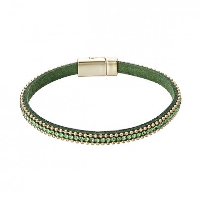 Náramek zelený textilní s krystaly 53007.3 peridot