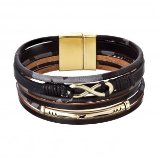 Náramek textilní široký s ozdobou infinity 53011.3 black