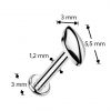 Piercing do brady - labreta TITAN (1,2 x 6 mm)