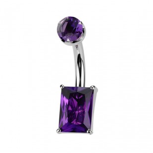 Piercing do pupíku obdélník - TITAN, Amethyst