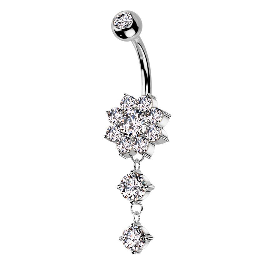 Visací piercing do pupíku kytička - WP0068-ST