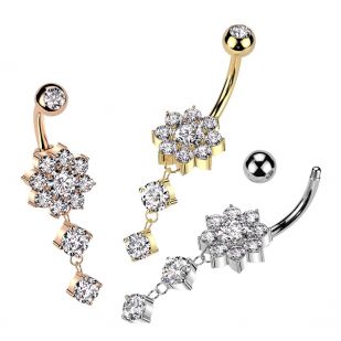 Visací piercing do pupíku kytička