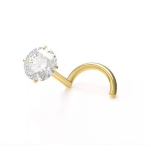 Zlatý piercing do nosu s diamantem 3 mm, Au 585/1000
