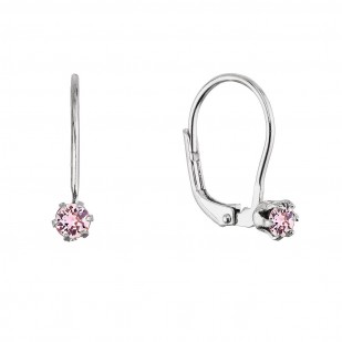 Stříbrné visací náušnice s Preciosa krystalem 31322.3 lt. rose