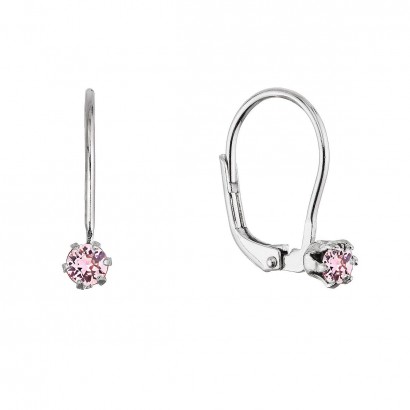 Stříbrné visací náušnice s Preciosa krystalem 31322.3 lt. rose