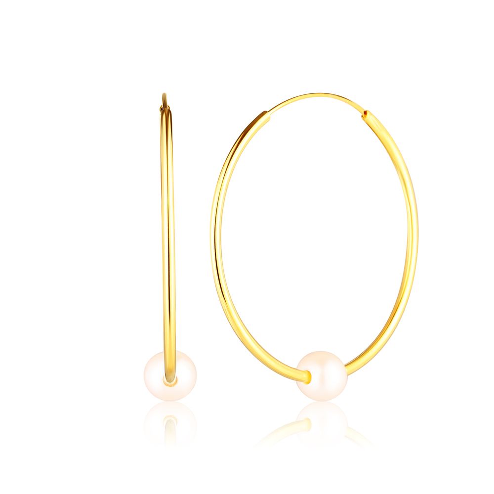 Stříbrné zlacené náušnice kruhy s perlou