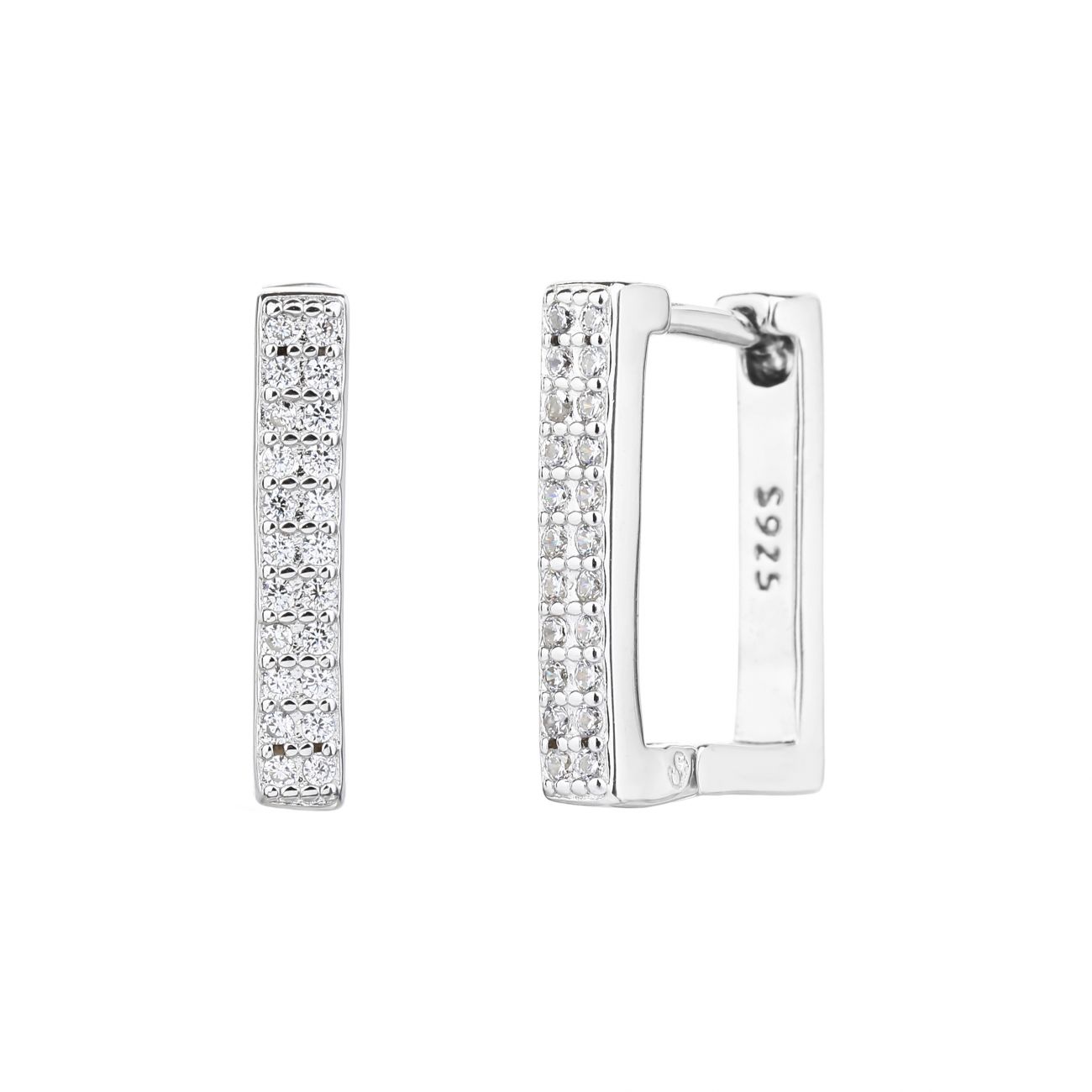 NUBIS Stříbrné hranaté náušnice se zirkony - NB-3084