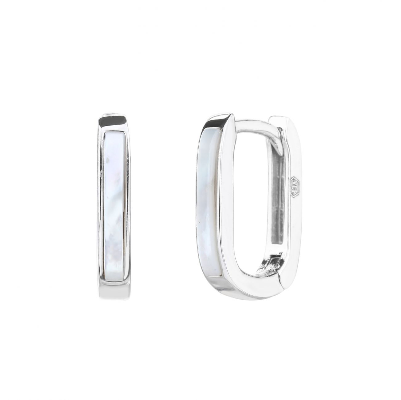 NUBIS Stříbrné hranaté náušnice s perletí - NB-3086