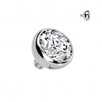 Náhradní kulička s kamínkem TITAN, závit 1,2 mm, 3mm (čirá)