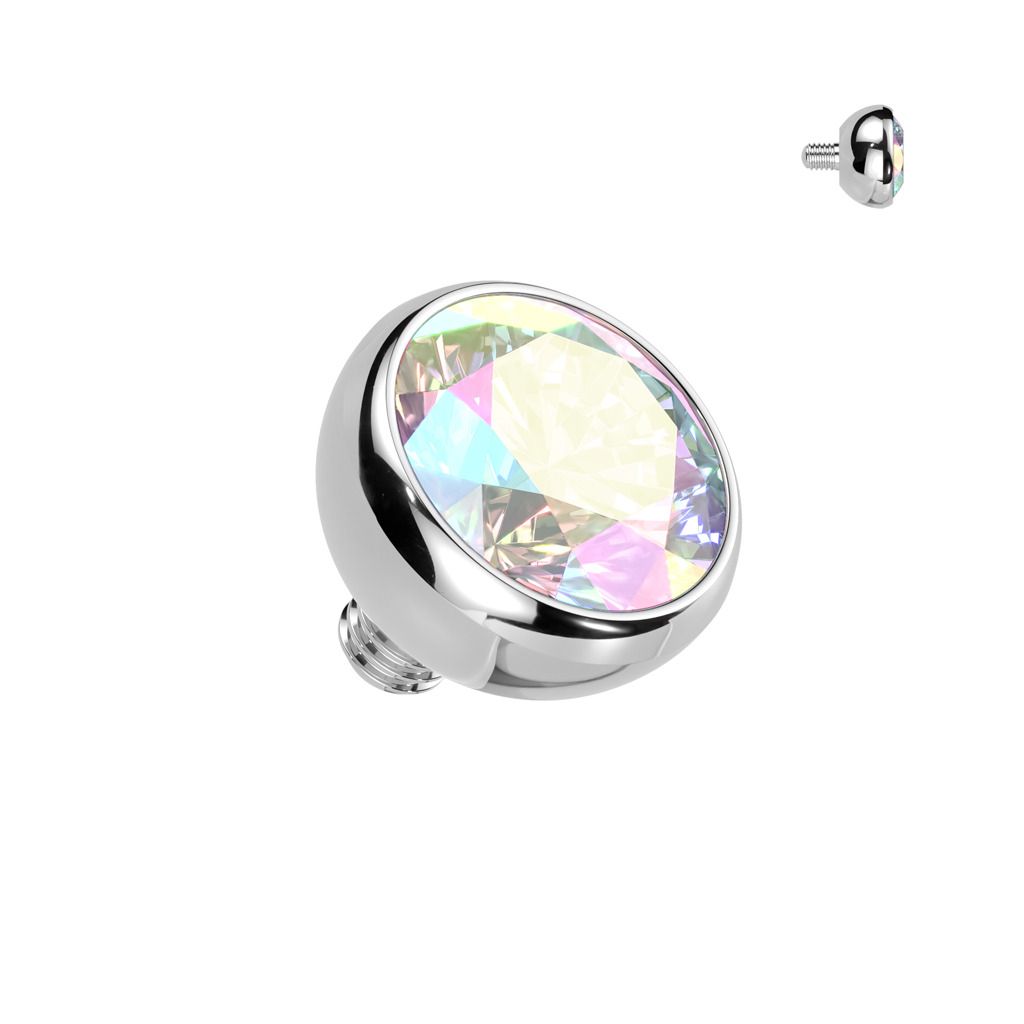 S4U Náhradní kulička s kamínkem TITAN, závit 1,2 mm, 3mm (duhová) - TIT1584-03AB