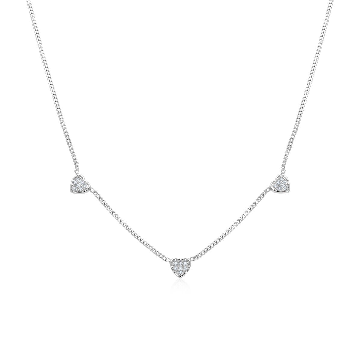 NUBIS Střibrný náhrdelník se srdíčky - NB-2427