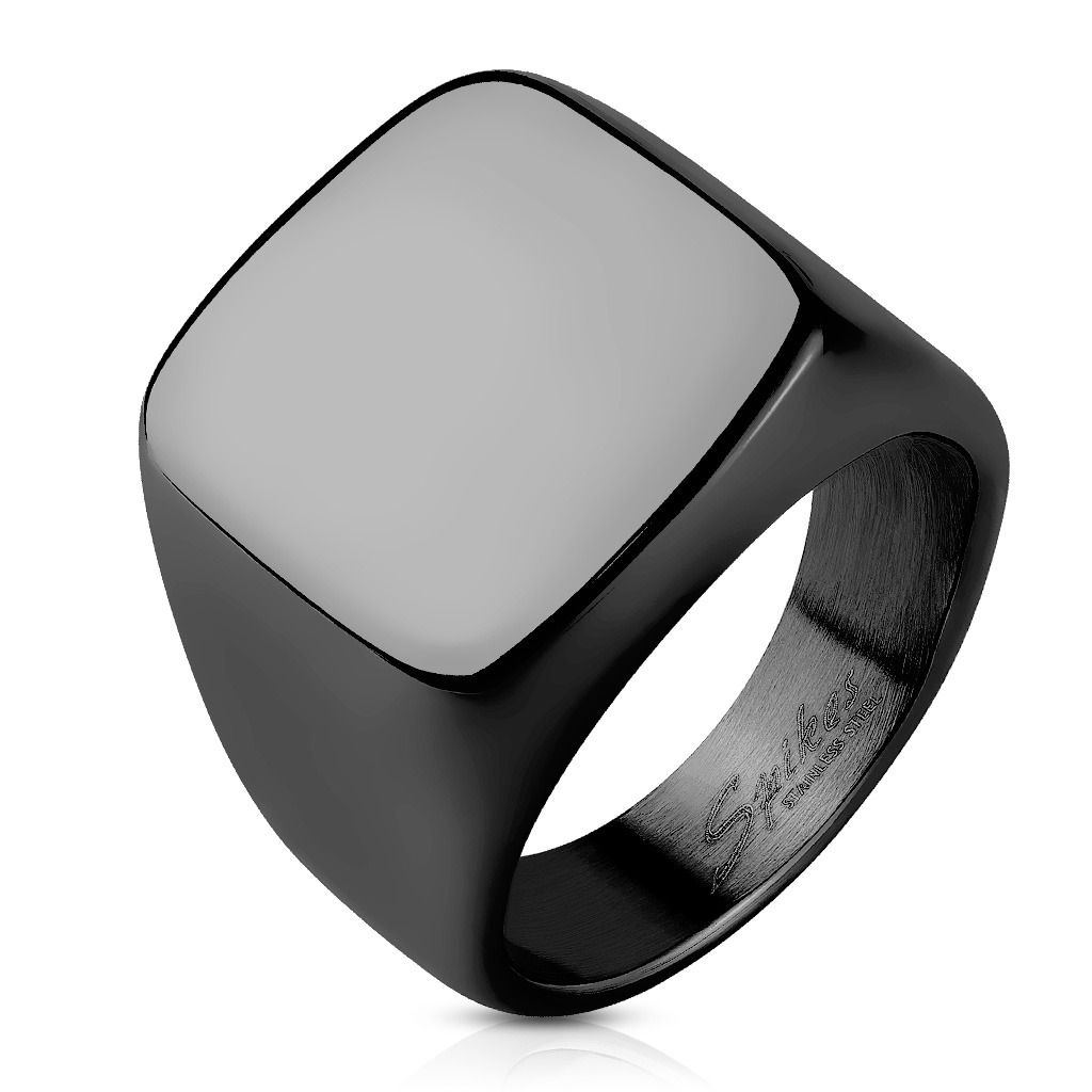 S4U Černý pečetní ocelový prsten, vel. 62 - OPR1601K-62