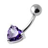 Stříbrný piercing do pupíku - srdíčko (růžová)