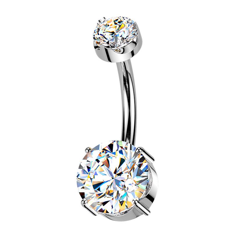 Luxusní piercing do pupíku s Moissanity 2.50ct, TITAN - TM001