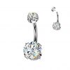 Luxusní piercing do pupíku s Moissanity 2.50ct, TITAN