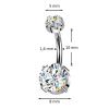 Luxusní piercing do pupíku s Moissanity 2.50ct, TITAN